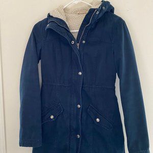 Sherpa-Lined Cozy Parka, Hollister , Navy Blue